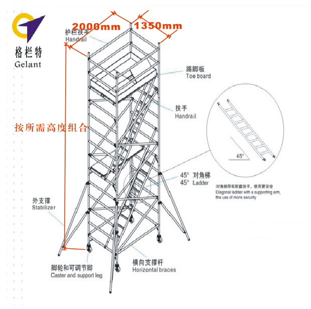 对角梯式铝合金示意图